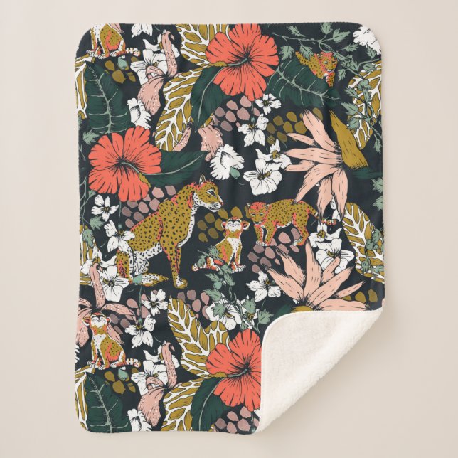 Cobertor Sherpa Animal print dark jungle (Frente)