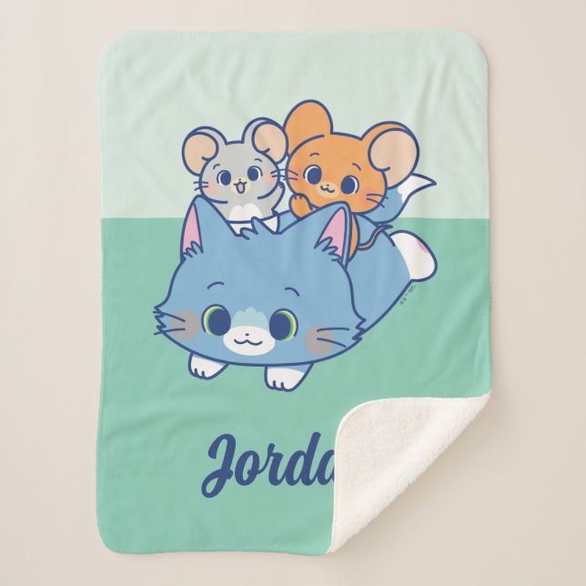 Cobertor Sherpa Anime Tom, Jerry e Tuffy (Frente)