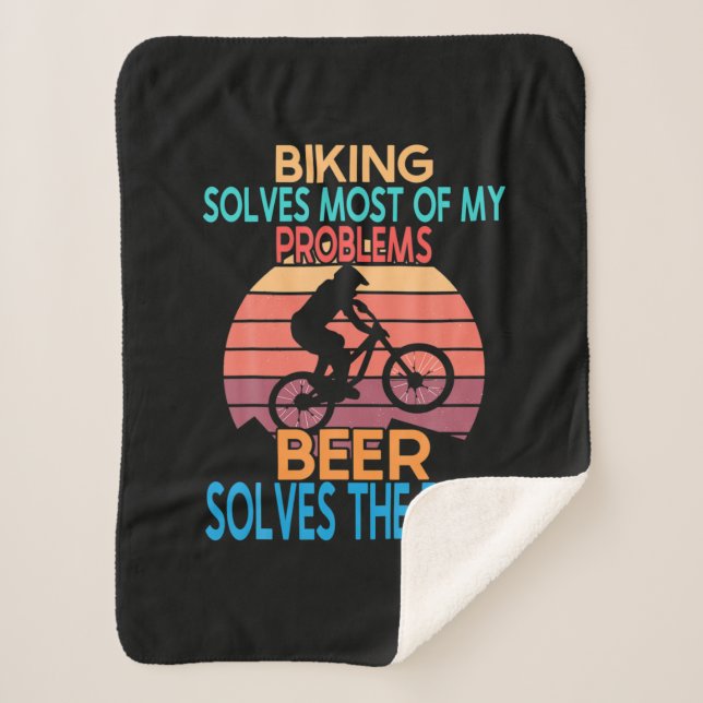 Cobertor Sherpa Aniversário Da Cerveja E Da Bicicleta (Frente)