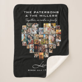 Cobertor Sherpa Aniversário da Família de Fotos de Colagem Cardíac