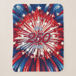 Cobertor Sherpa Aniversário de 250 anos da América 1776-2026 Fogos