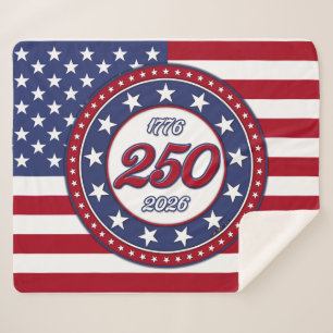 Cobertor Sherpa Aniversário de 250 anos da América com a bandeira