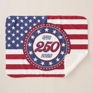 Cobertor Sherpa Aniversário de 250 anos da América com bandeira do