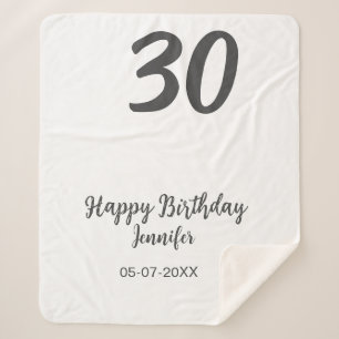 Cobertor Sherpa aniversário de 30 anos adicionar nome data ano ano