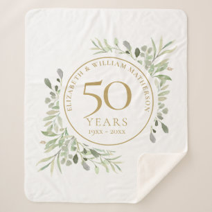 Cobertor Sherpa Aniversário de 50 Anos de Casamento Dourado Aquare