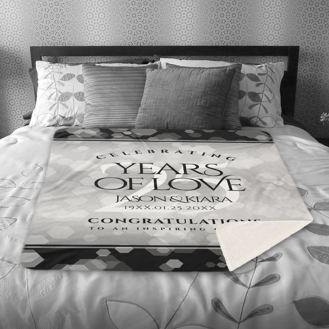 Cobertor Sherpa Aniversário de Casamento do 25 Silver Elegante (Elegant 25th Silver Wedding Anniversary Sherpa Fleece Blanket Cover Photo.)