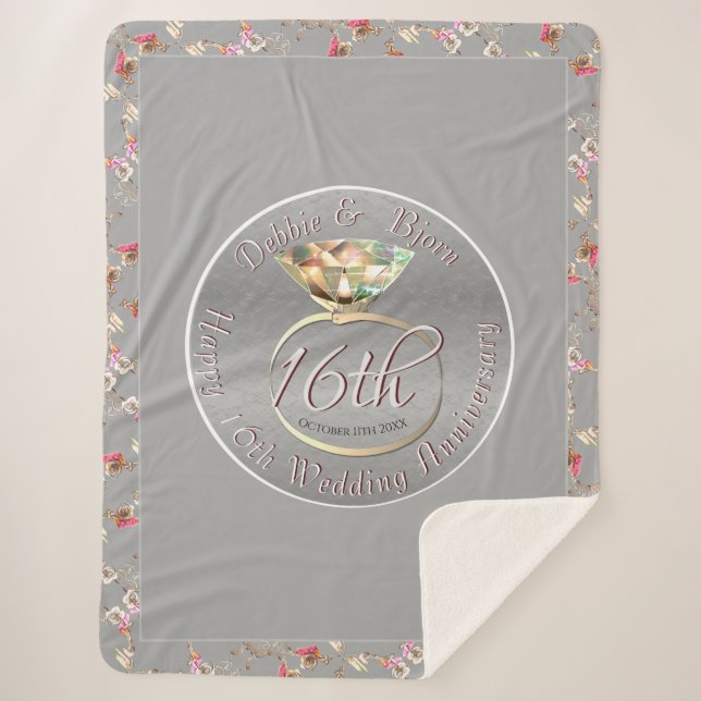 Cobertor Sherpa Aniversário de Peridot de Wax de Casamento 16 (Frente)