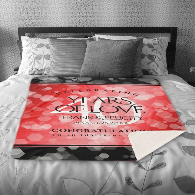 Cobertor Sherpa Aniversário do Casamento Ruby, 40º Elegante (Elegant 40th Ruby Wedding Anniversary Sherpa Fleece Blanket Cover Photo.)