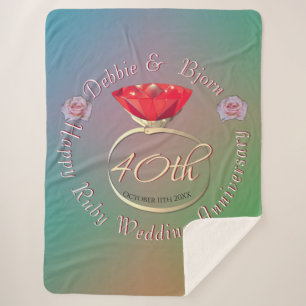Cobertor Sherpa Aniversário do Casamento Ruby Sherpa Blanket