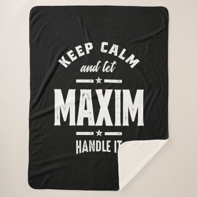 Cobertor Sherpa Aniversário do Nome Personalizado Maxim (Frente)
