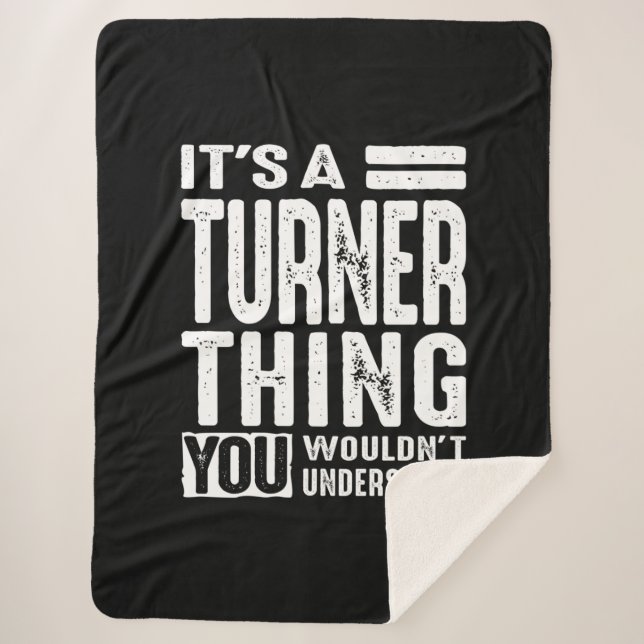 Cobertor Sherpa Aniversário do Nome Personalizado Turner (Frente)