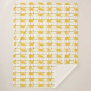 Cobertor Sherpa Aniversário Listras Xadrez Branco Dourado Amarelo