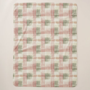 Cobertor Sherpa Aniversário Listras Xadrez Creme Rosa Chic Menta