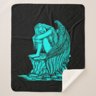 Cobertor Sherpa Anjo dormindo na pedra