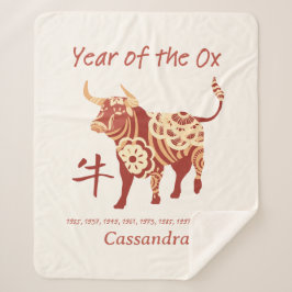 Cobertor Sherpa Ano Zodíaco Chinês Do Sinal Animal Ox