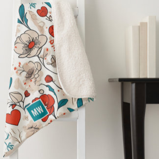 Cobertor Sherpa Antecedentes florais minimalistas modernos