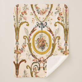 Cobertor Sherpa Antiguamente francês Rococo Floral Dourado Cream E