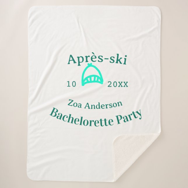 Cobertor Sherpa Après-ski bachelorette party turquoise hat name da (Frente)