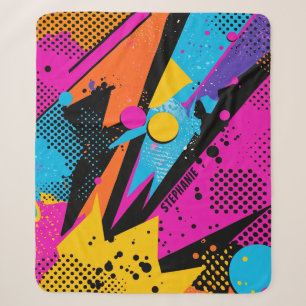 Cobertor Sherpa Apresentação de cor abstrato no estilo de quadrinh