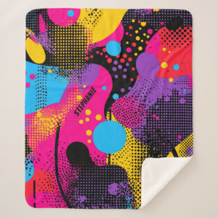 Cobertor Sherpa Apresentação de cor abstrato no estilo de quadrinh