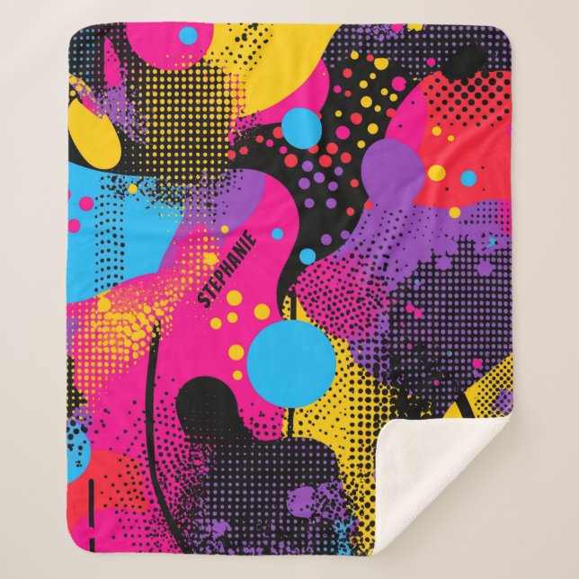 Cobertor Sherpa Apresentação de cor abstrato no estilo de quadrinh (Frente)