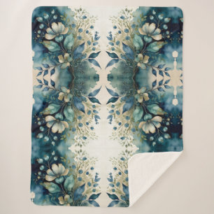 Cobertor Sherpa Aqua Arboretum Captivation Foliage Sherpa Blanket