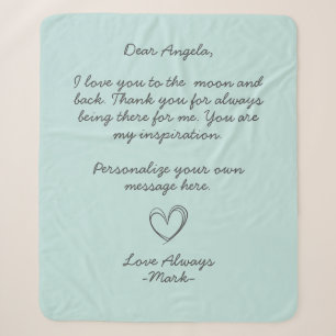 Cobertor Sherpa Aqua - Letra ou mensagem de amor manuscrita