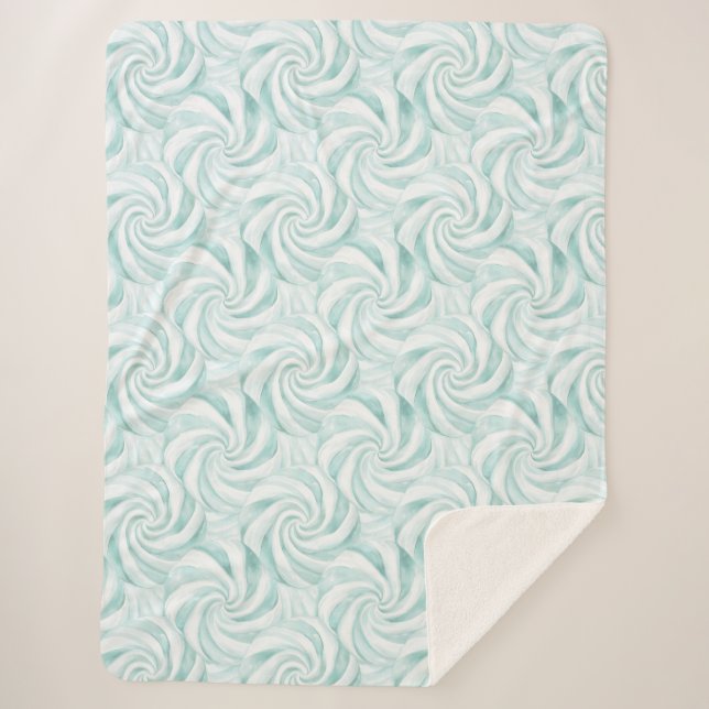 Cobertor Sherpa Aqua Mint White Swirls Natal (Frente)