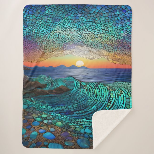 Cobertor Sherpa Aqua Mirage Seascape (Frente)