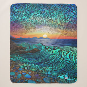 Cobertor Sherpa Aqua Mirage Seascape