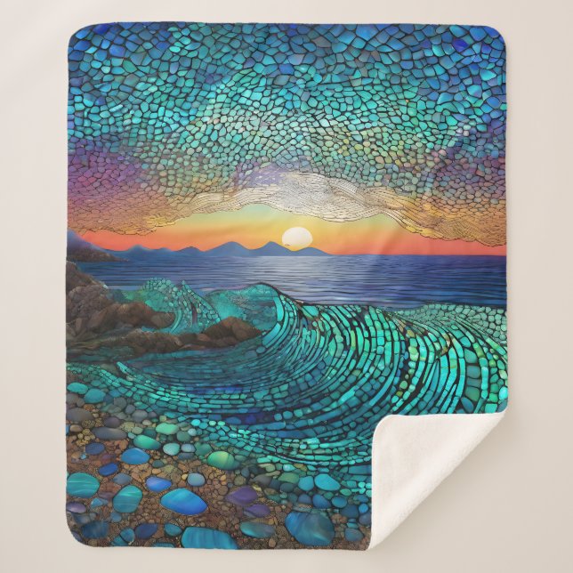 Cobertor Sherpa Aqua Mirage Seascape (Frente)