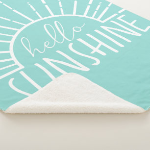 Cobertor Sherpa Aqua Simple Modern Hello Sunshine