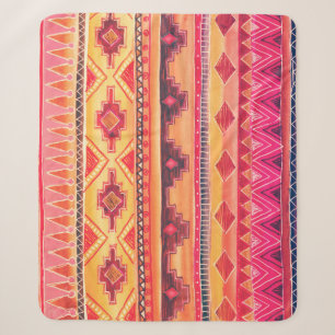Cobertor Sherpa Aquarela africana, padrão vibrante