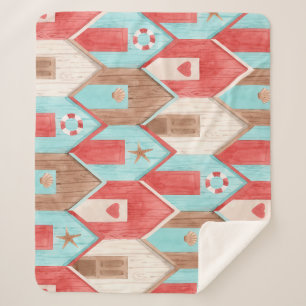 Cobertor Sherpa Aquarela da casa de praia: padrão retrô.