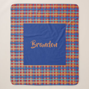 Cobertor Sherpa Aquarela Tartan Monogramado Pintado à Mão