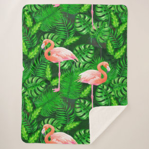 Cobertor Sherpa Aquarela tropical Flamingo