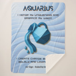 Cobertor Sherpa Aquarius Zodiac Sign Modern 3D Astrology Design