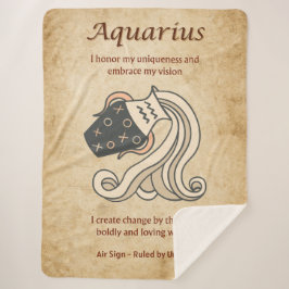 Cobertor Sherpa Aquarius Zodiac Sign with Affirmations
