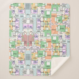 Cobertor Sherpa Architectural Blueprint Pattern Throw Blanket