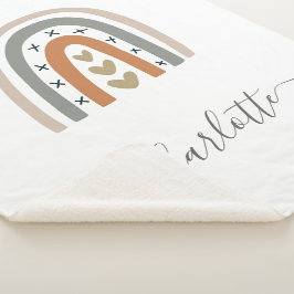 Cobertor Sherpa Arco-íris castanho cinza branco berbequim