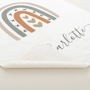 Cobertor Sherpa Arco-íris castanho cinza branco berbequim