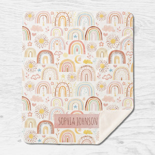 Cobertor Sherpa Arco-íris Coloridos Fofos e Flores de Margarida Ab