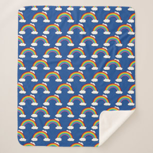 Cobertor Sherpa Arco-íris com Nuvens Brancas