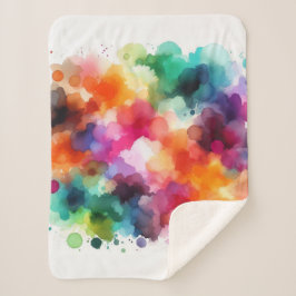Cobertor Sherpa Arco-íris: Explosão de Aquarela Abstrato
