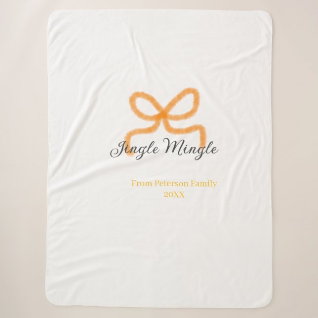 Cobertor Sherpa Arco laranja jingle Mingle retrô boho nome data fa (Frente)