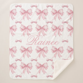 Cobertor Sherpa Arco Rosa Coquette Personalizado Rapariga do Arco 