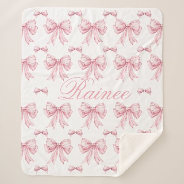 Cobertor Sherpa Arco Rosa Coquette Personalizado Rapariga do Arco  (Frente)