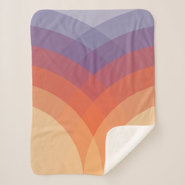 Cobertor Sherpa Arcos pastéis de cor púrpura, laranja e azul (Frente)