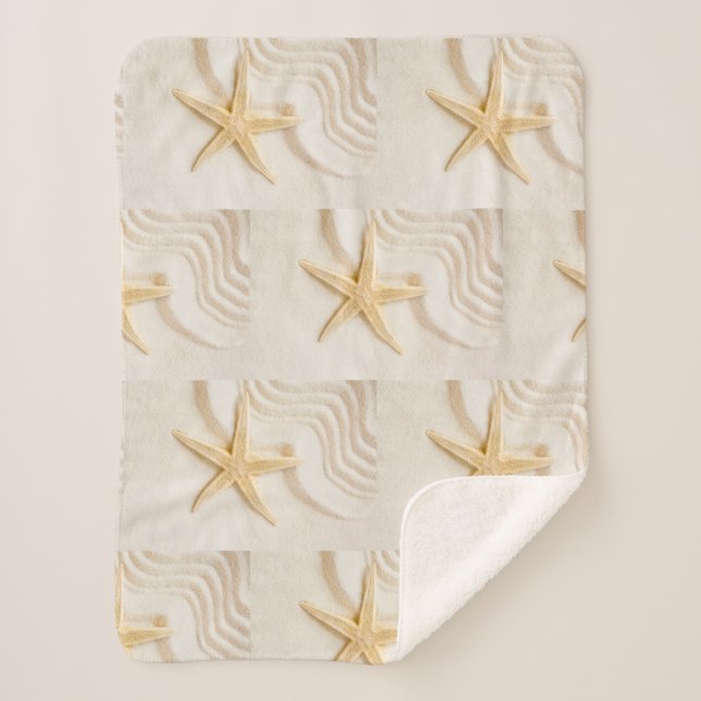 Cobertor Sherpa Areia e uma cor natural neutra de Starfish (Frente)