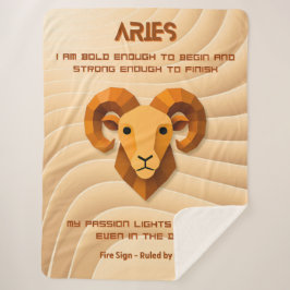 Cobertor Sherpa Aries Zodiac Sign Modern 3D Affirmation 